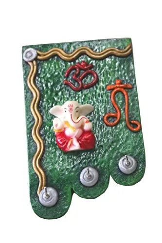 Lightahead Wall Key Holder 3 Key Hooks Exclusive Decorative Om Lord Ganesh Design Rack