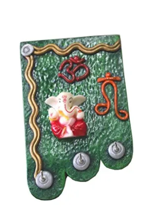 Lightahead Wall Key Holder 3 Key Hooks Exclusive Decorative Om Lord Ganesh Design Rack