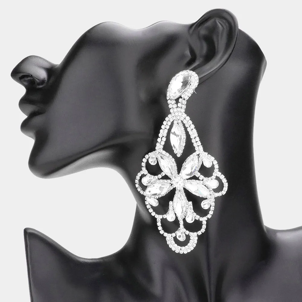 Lightweight Clear Crystal Marquise Teardrop Pageant Earrings  | Prom Earrings |  577813