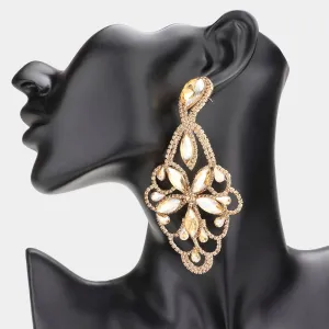 Lightweight Gold Crystal Marquise Teardrop Pageant Earrings  | Prom Earrings |  577808