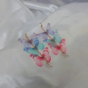 Long Butterfly Drop Earrings - Lightweight Earrings,Pink Butterfly Earrings,Gold Earrings In The UK,Gold Butterfly Jewellery In The UK