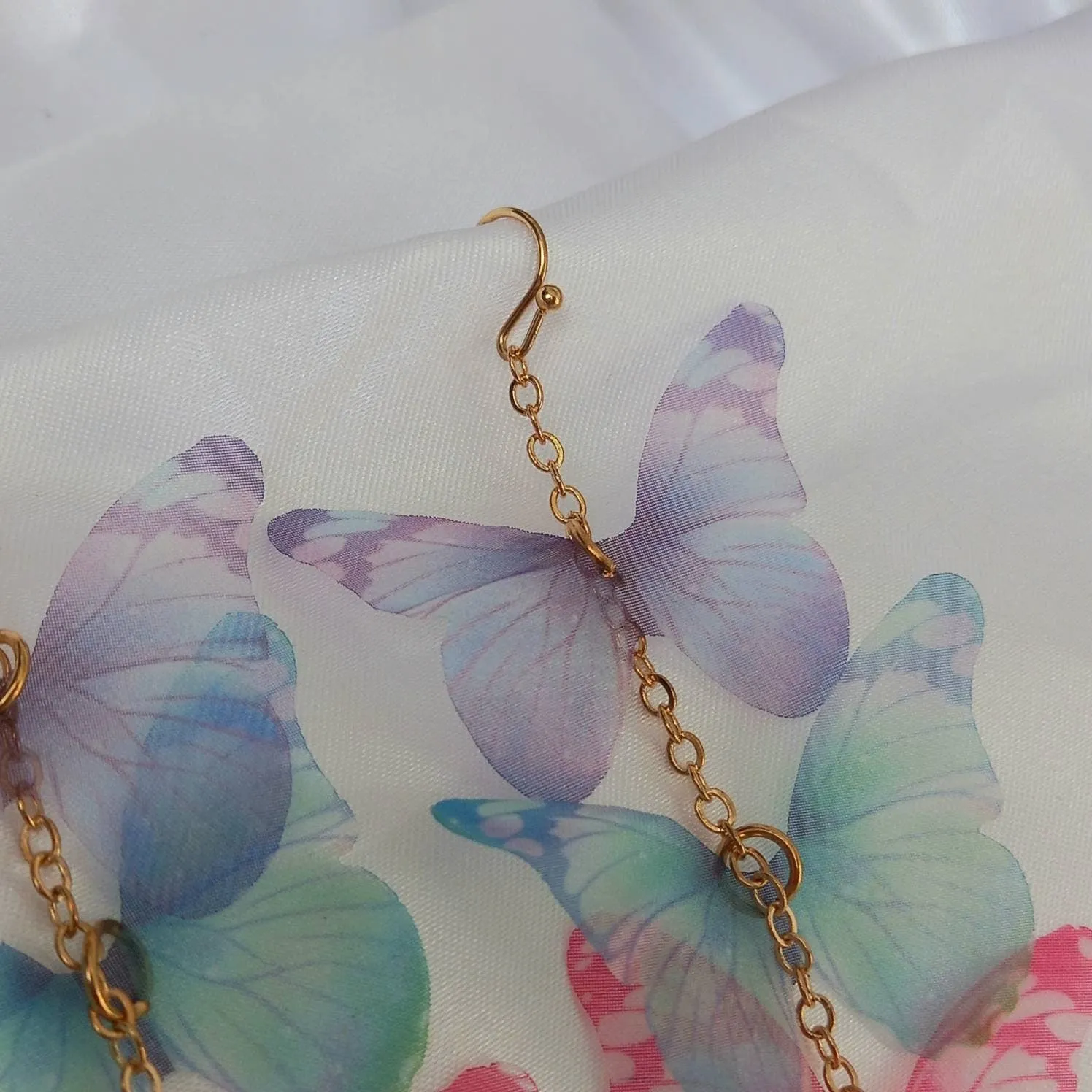 Long Butterfly Drop Earrings - Lightweight Earrings,Pink Butterfly Earrings,Gold Earrings In The UK,Gold Butterfly Jewellery In The UK