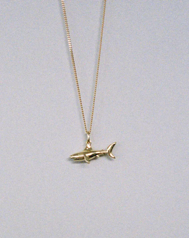 Meadowlark Shark Charm Necklace 50cm in Gold Plate