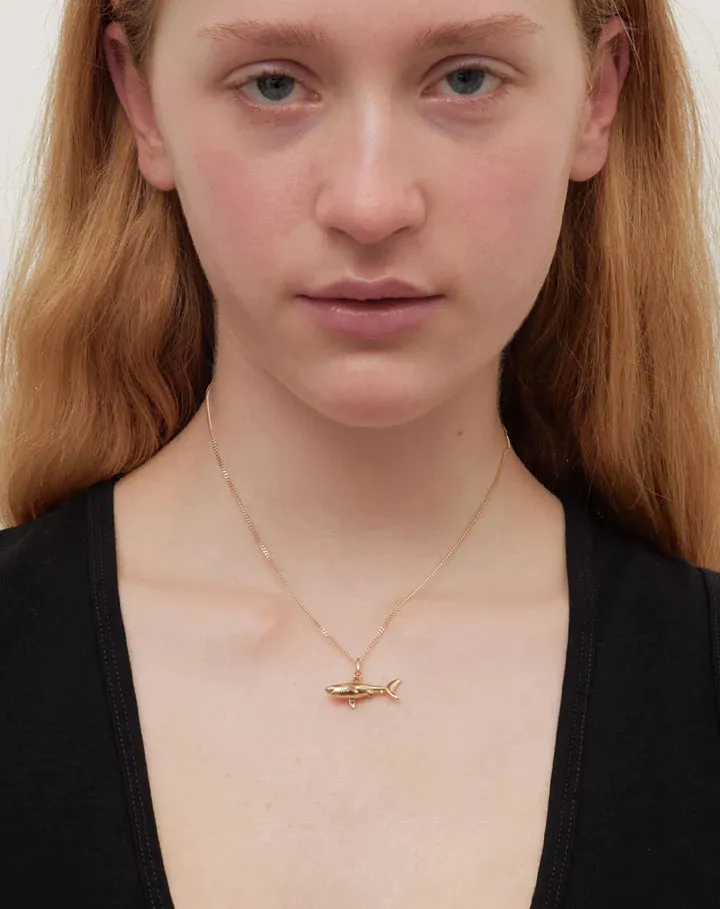 Meadowlark Shark Charm Necklace 50cm in Gold Plate