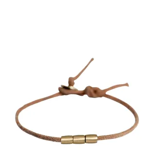 Men's 10K Gold 3 Bead Bracelet on Natural Cord