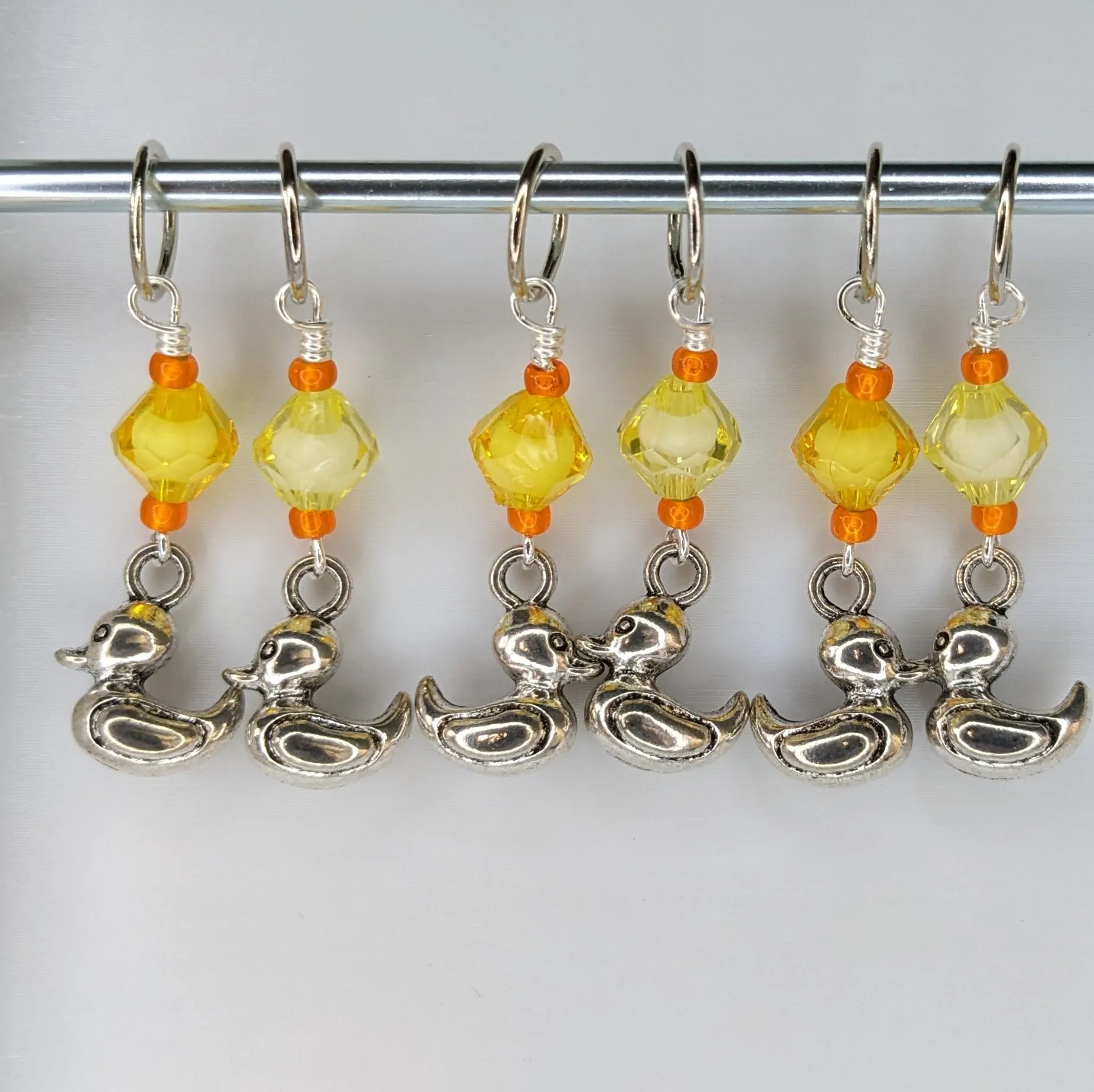 Metallic Rubber Duckie Earrings & Stitch Markers