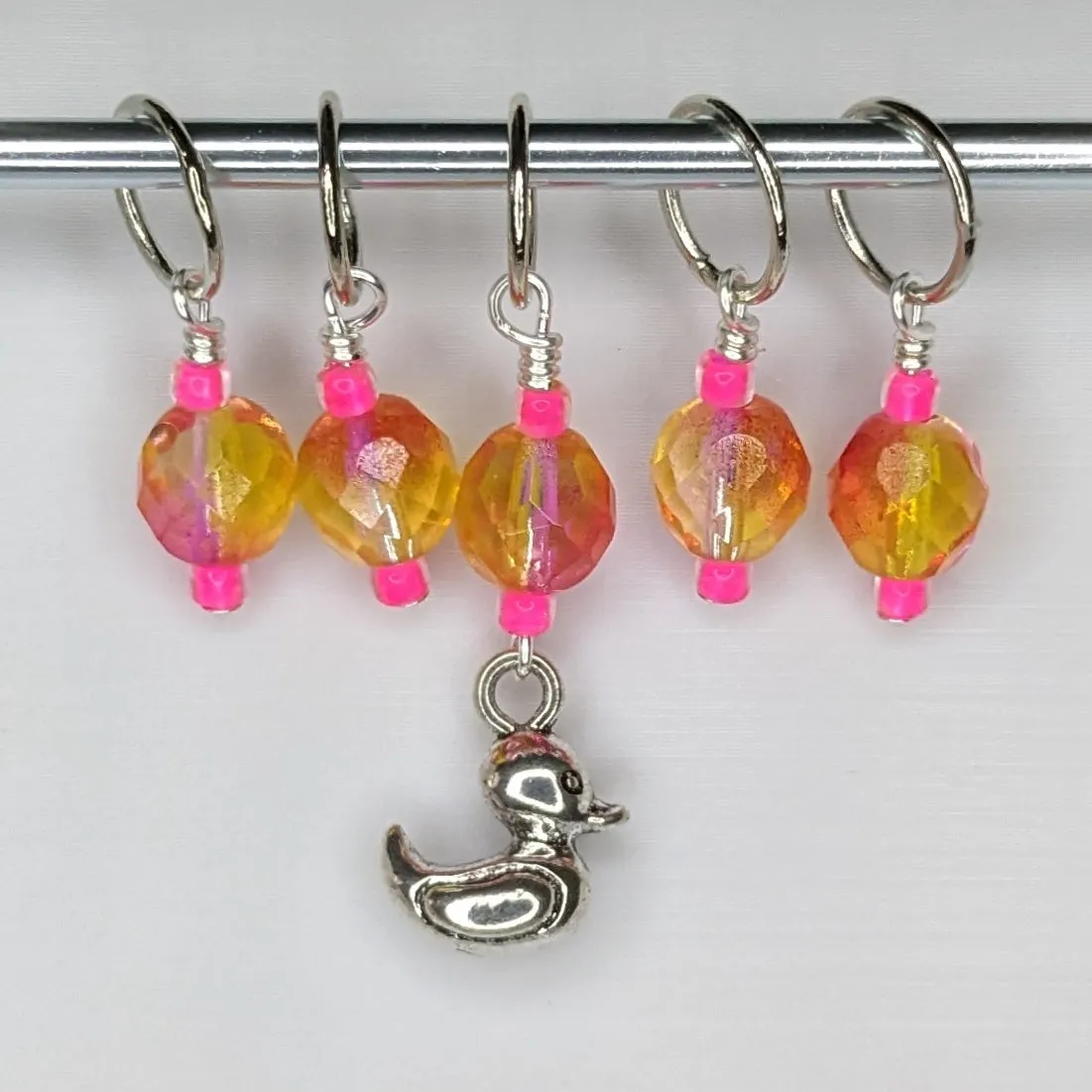 Metallic Rubber Duckie Earrings & Stitch Markers