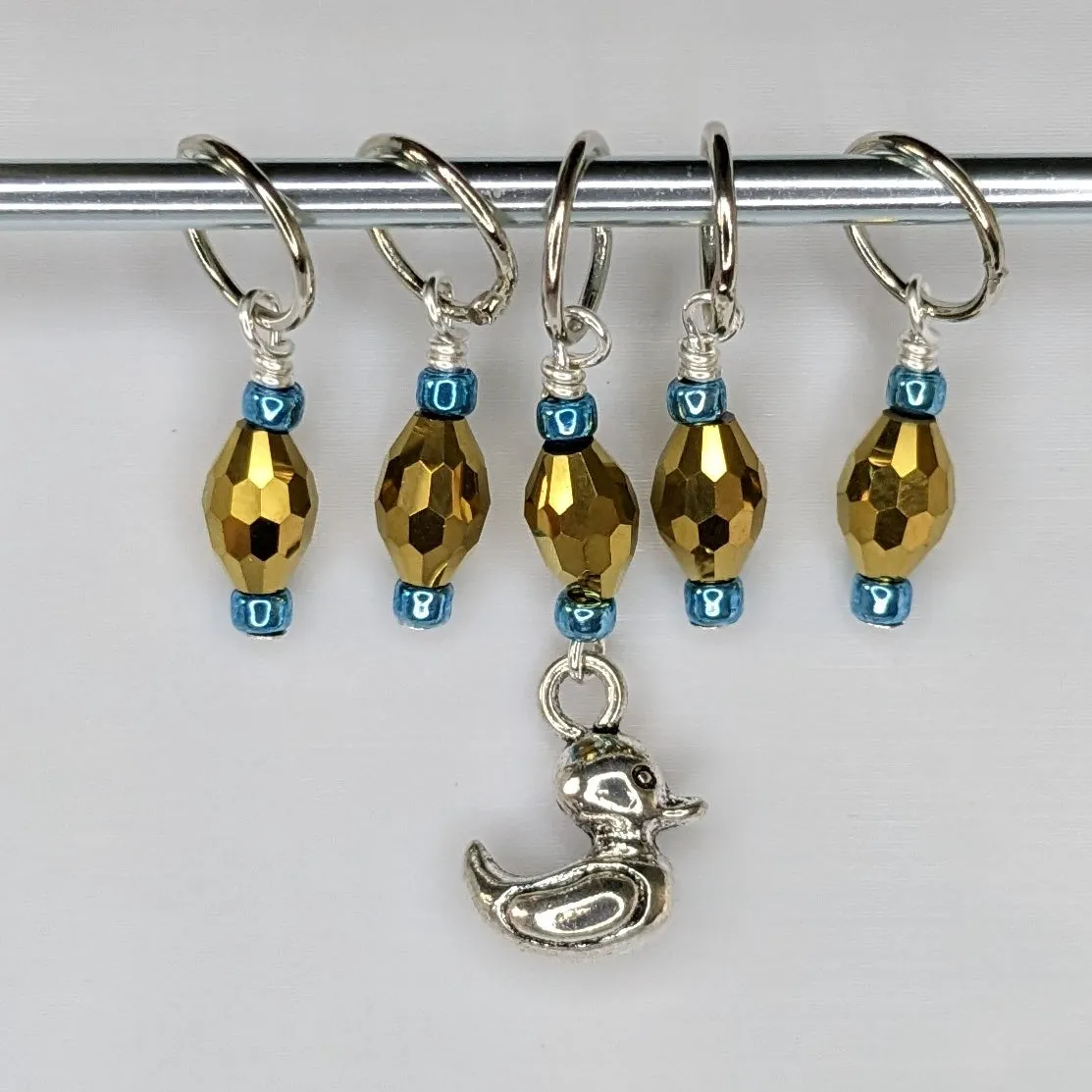 Metallic Rubber Duckie Earrings & Stitch Markers