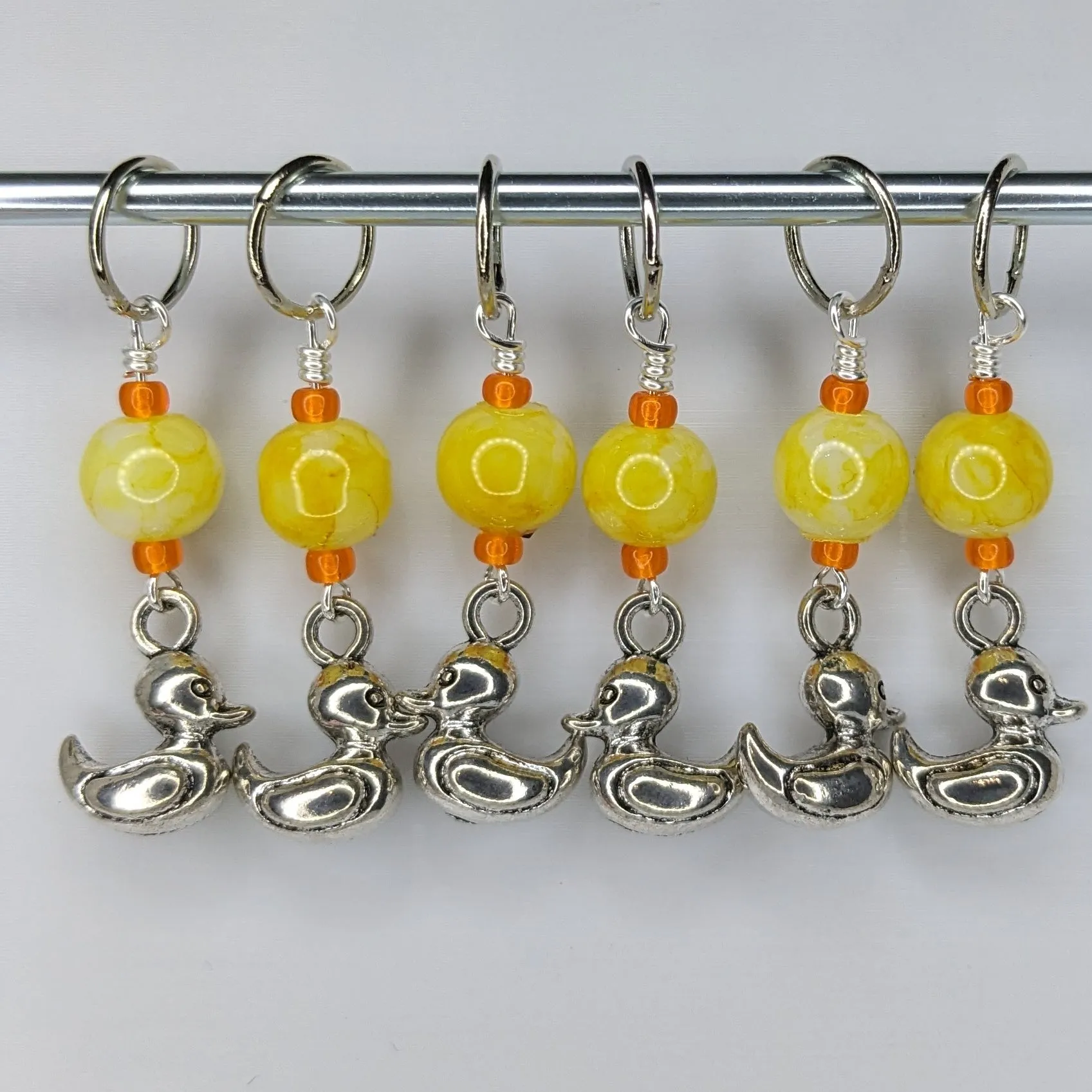 Metallic Rubber Duckie Earrings & Stitch Markers