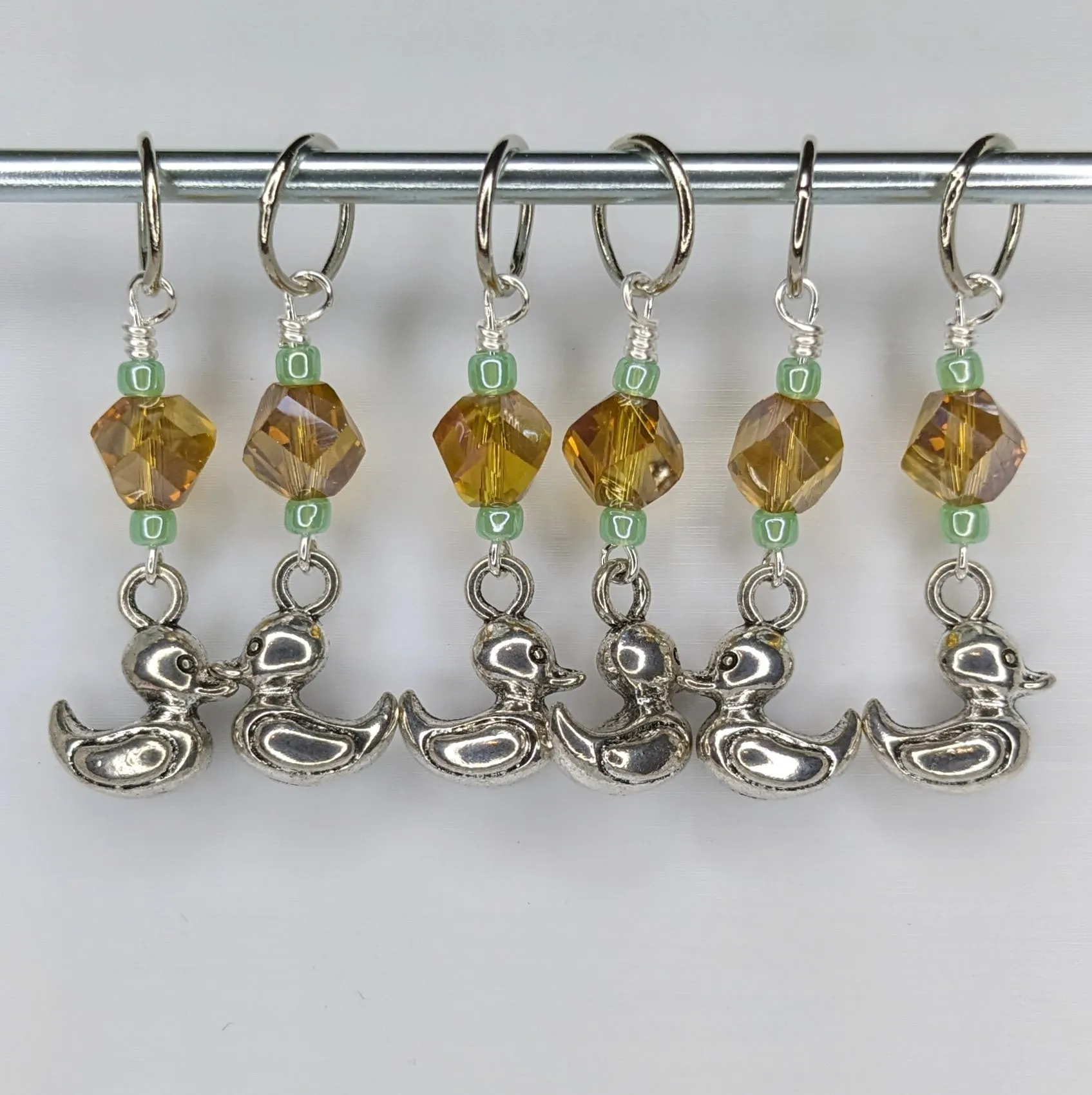 Metallic Rubber Duckie Earrings & Stitch Markers