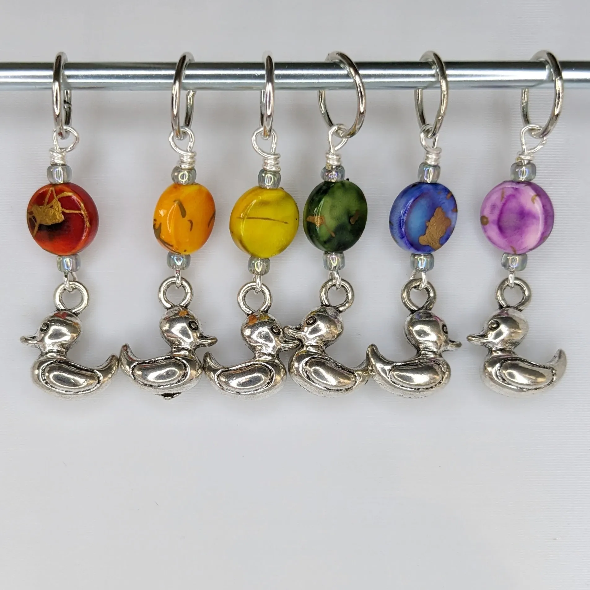 Metallic Rubber Duckie Earrings & Stitch Markers