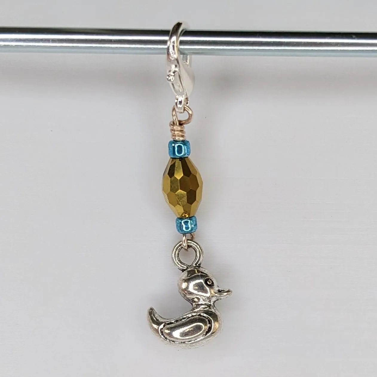 Metallic Rubber Duckie Earrings & Stitch Markers