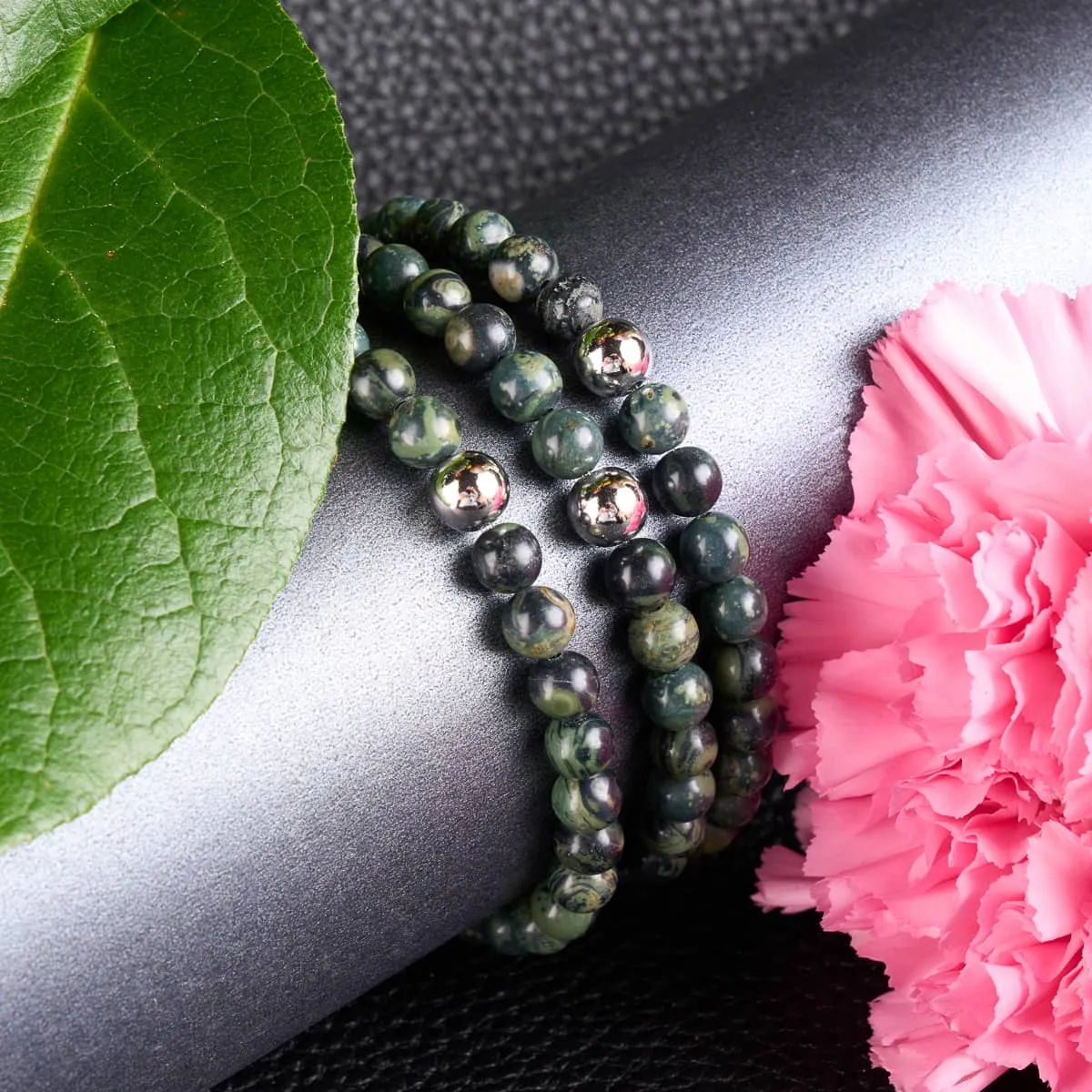 Midnight Green Jasper | .925 Sterling Silver | Healing Gemstone Bead Bracelet