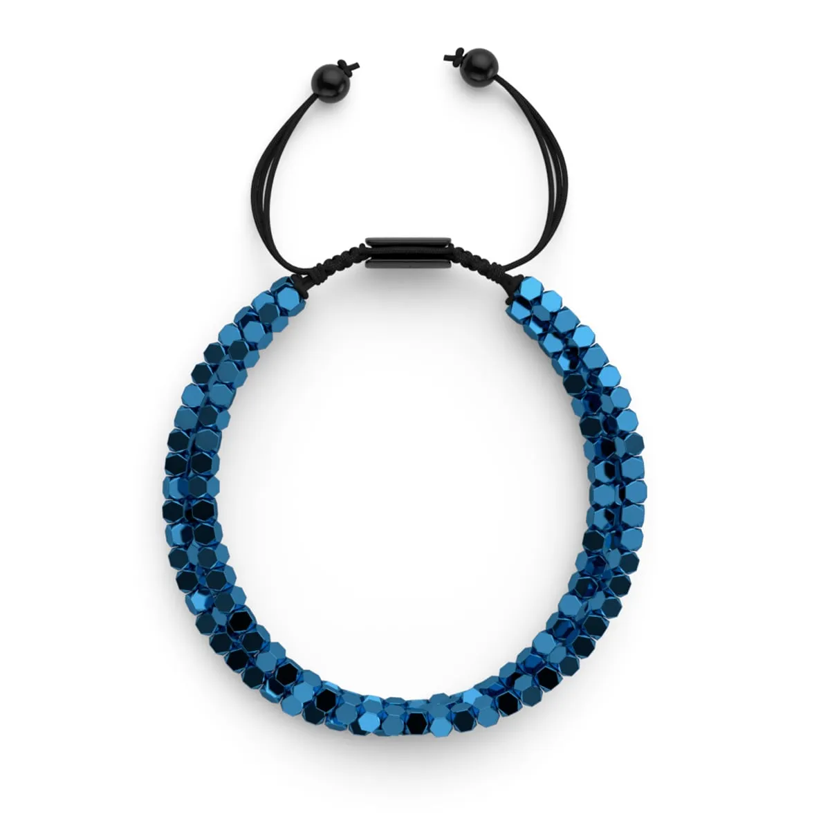 Mini Sacred Geom | Blue Hematite x Gunmetal | Triple Strand Bracelet