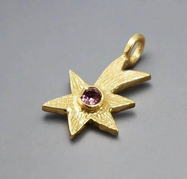 Minimalist Gold Vermeil Tourmaline Star Charm