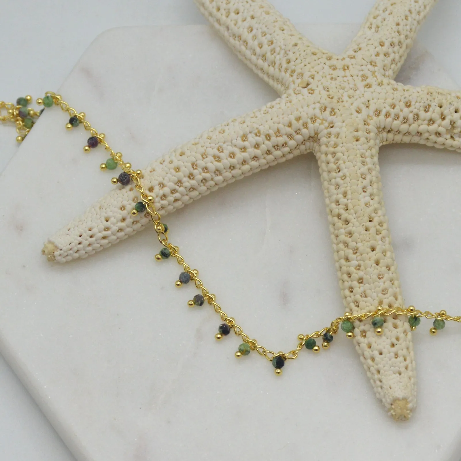 Misty Gold Gemstone necklace 10 GEMSTONES