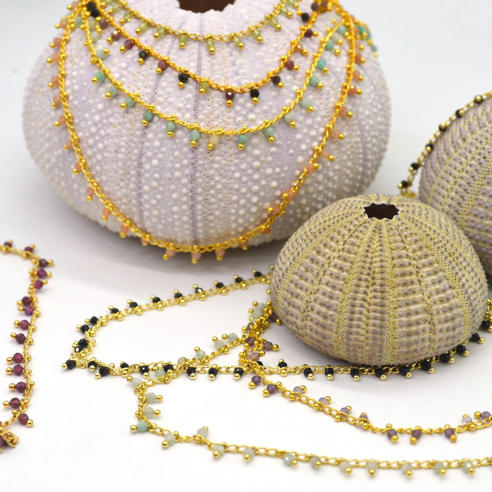 Misty Gold Gemstone necklace Garnet