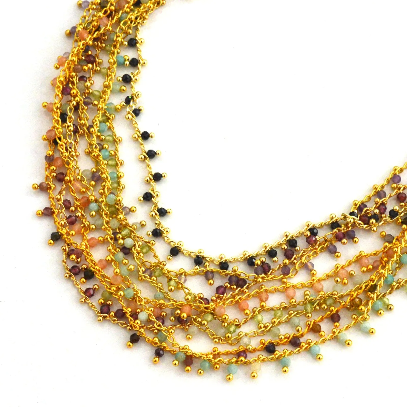 Misty Gold Gemstone necklace Garnet