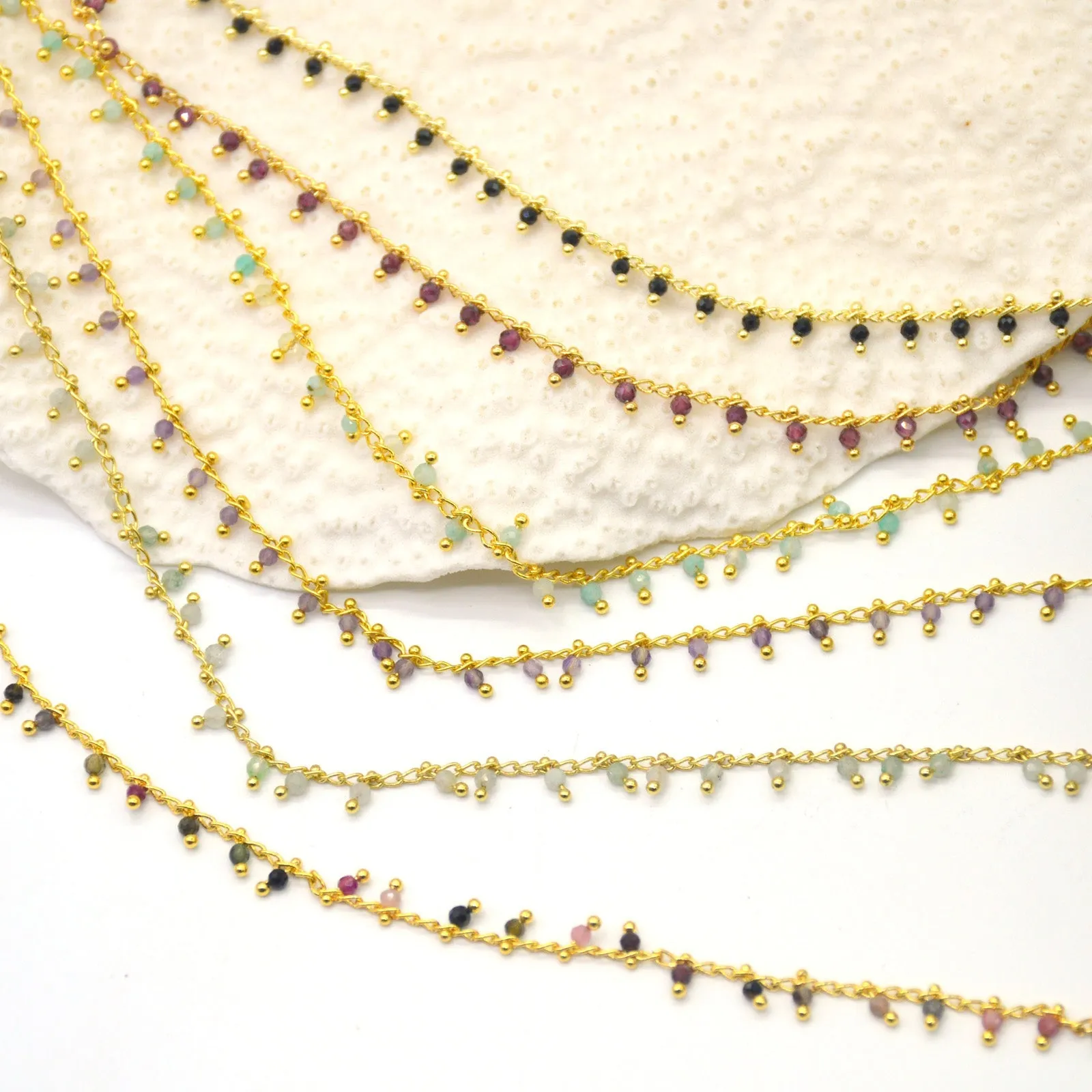 Misty Gold Gemstone necklace Garnet