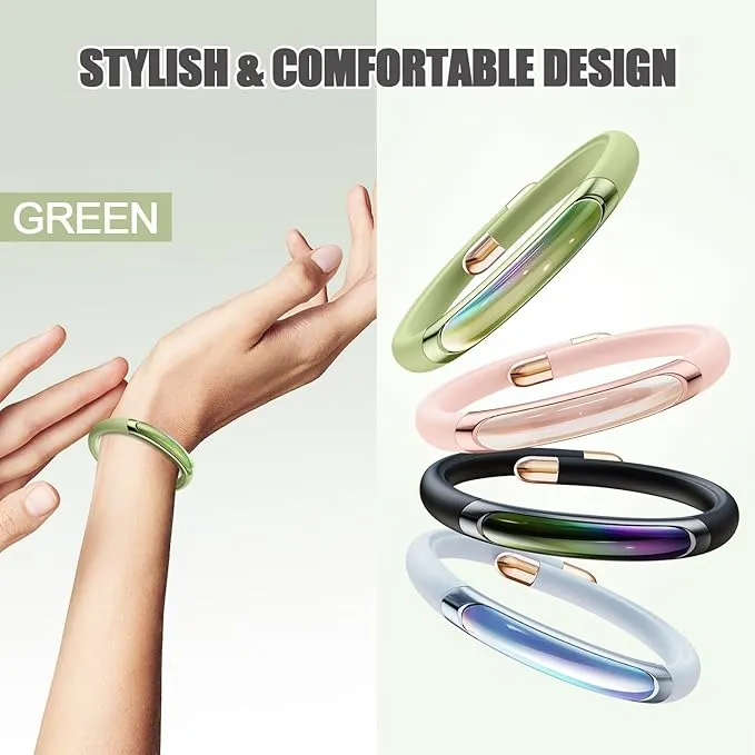 Mosquito Repellent Bracelets 1 Pack, DEET Free Mosquito Repellent Bands with 6 Pcs Essential Oil Cotton, Waterproof Insect Bug Repellent Wristbands for Adults and Kids Indoor Outdoor Use (Green)