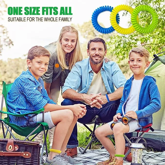 Mosquito Repellent Bracelets 20 Pack, Individually Wrapped Mosquito Repellent Bands with 60 Pcs Mosquito Repellent Stickers Patches, DEET Free Insect Bug Mosquito Repellent Wristbands for Adults Kids