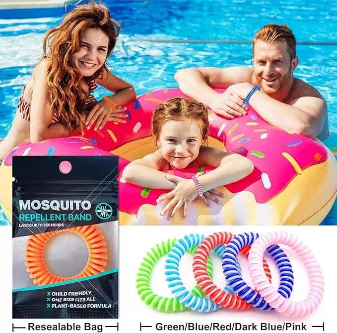 Mosquito Repellent Bracelets 20 Pack, Individually Wrapped Mosquito Repellent Bands with 60 Pcs Mosquito Repellent Stickers Patches, DEET Free Insect Bug Mosquito Repellent Wristbands for Adults Kids