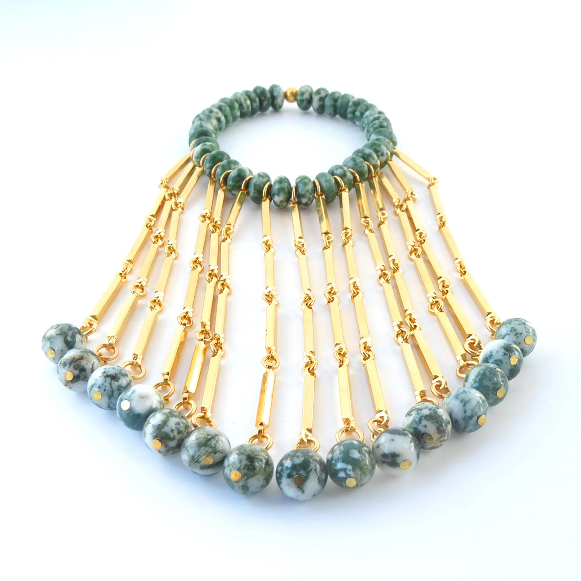 Moss and tree agate bracelet