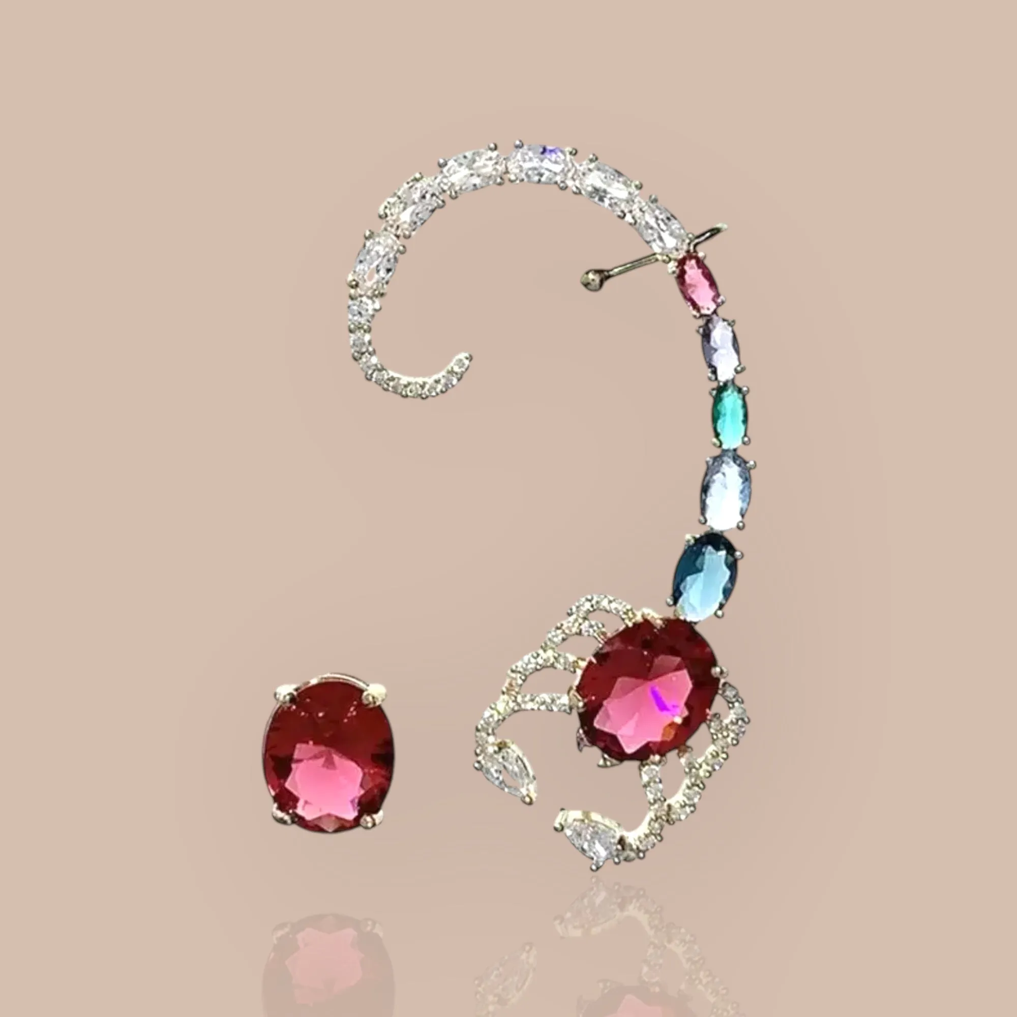 Multicolor Cz Scorpion Ear Climber