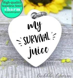 My Survival juice, coffee charm, coffee charm, l love coffee, Steel charm 20mm very high quality..Perfect for DIY projects