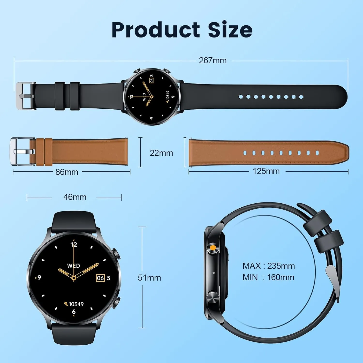 NEKTOM Fitness Watch with Phone Function Waterproof QS40 Smartwatch