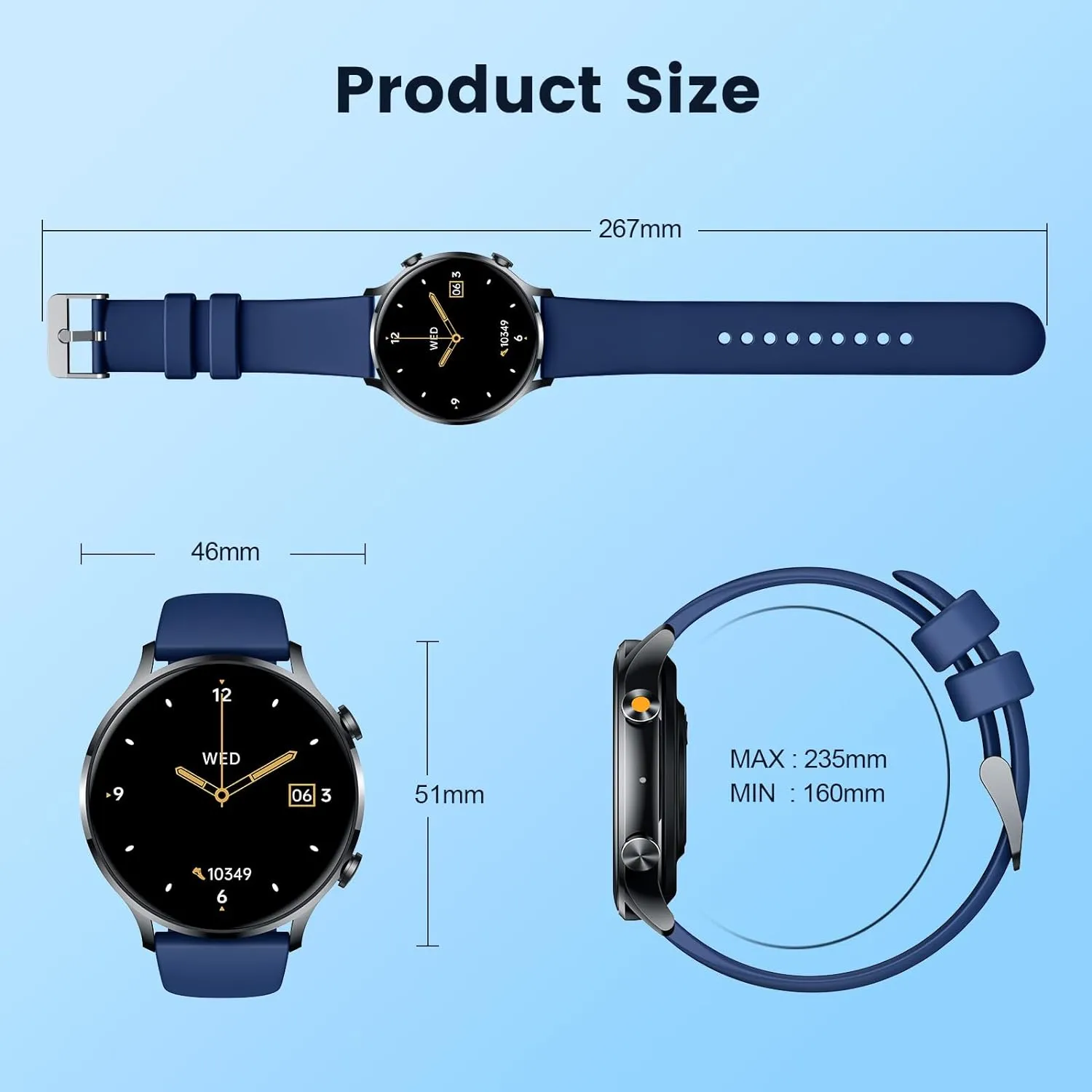 NEKTOM Fitness Watch with Phone Function Waterproof QS40 Smartwatch