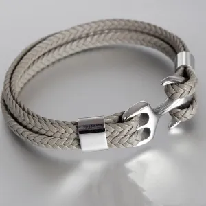 New High Quality Luxury Stainless Steel Elegant Bracelet Gold Black Metal Anchor Grey Woven Legendary Leather Charm Bracelets For Men And Women Jewelry Gift