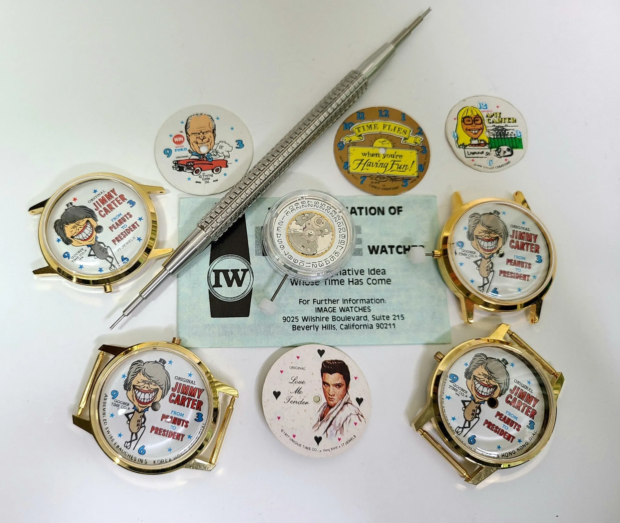 NOS 1976 Jimmy Carter DYI Watch Parts - PEANUTS TO PRESIDENT Dial Case Movement