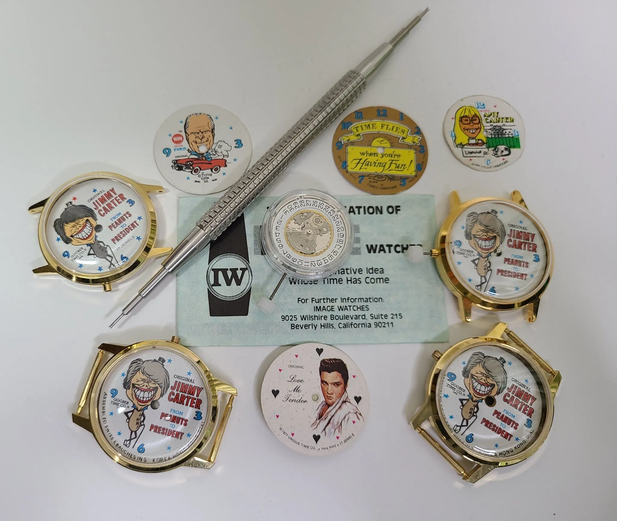 NOS 1976 Jimmy Carter DYI Watch Parts - PEANUTS TO PRESIDENT Dial Case Movement