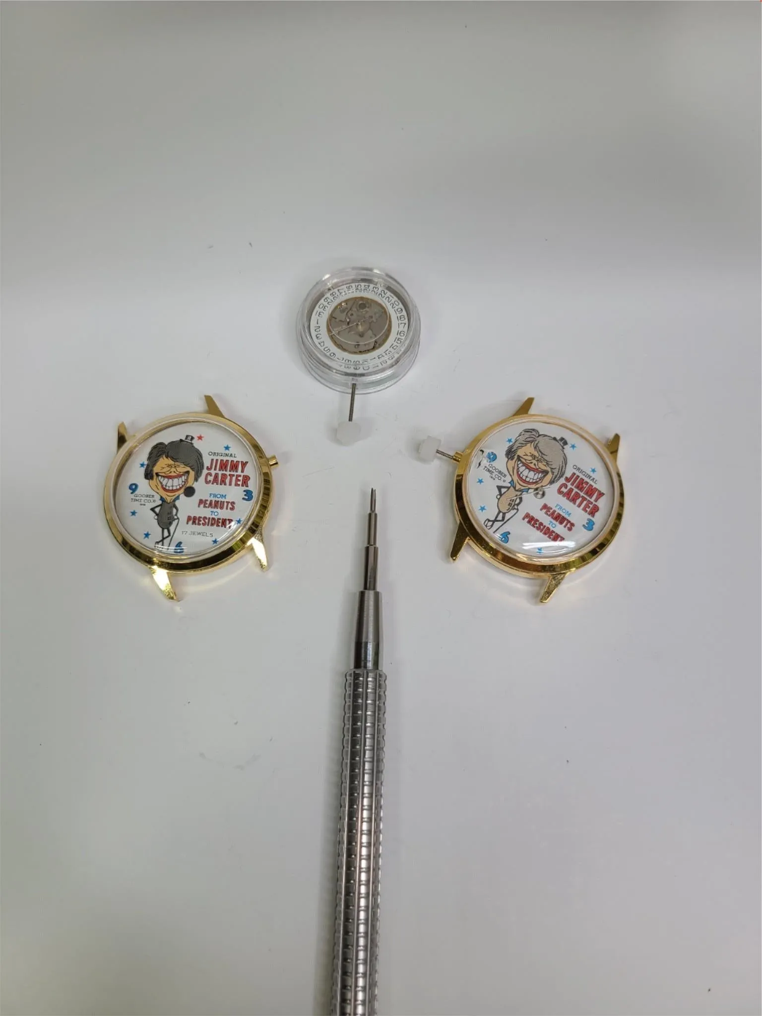 NOS 1976 Jimmy Carter DYI Watch Parts - PEANUTS TO PRESIDENT Dial Case Movement