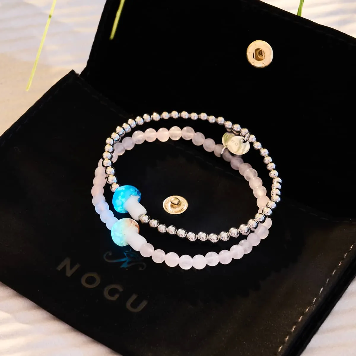 Ocean Blue | Silver | Firefly Glass Mushroom Essence Bracelet