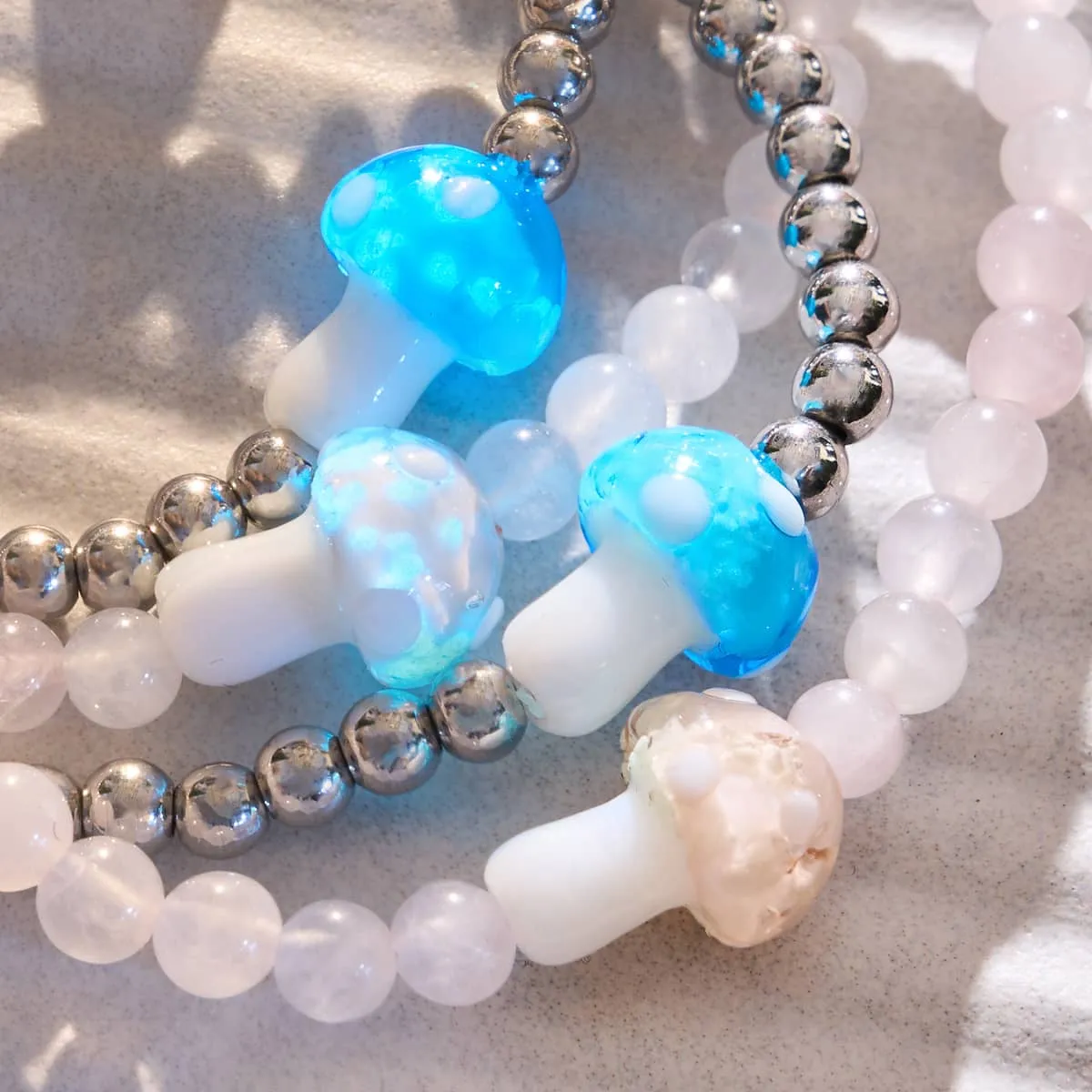 Ocean Blue | Silver | Firefly Glass Mushroom Essence Bracelet