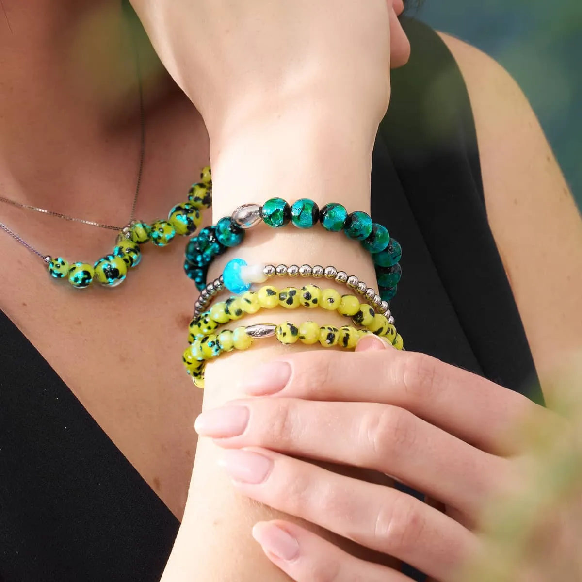 Ocean Blue | Silver | Firefly Glass Mushroom Essence Bracelet