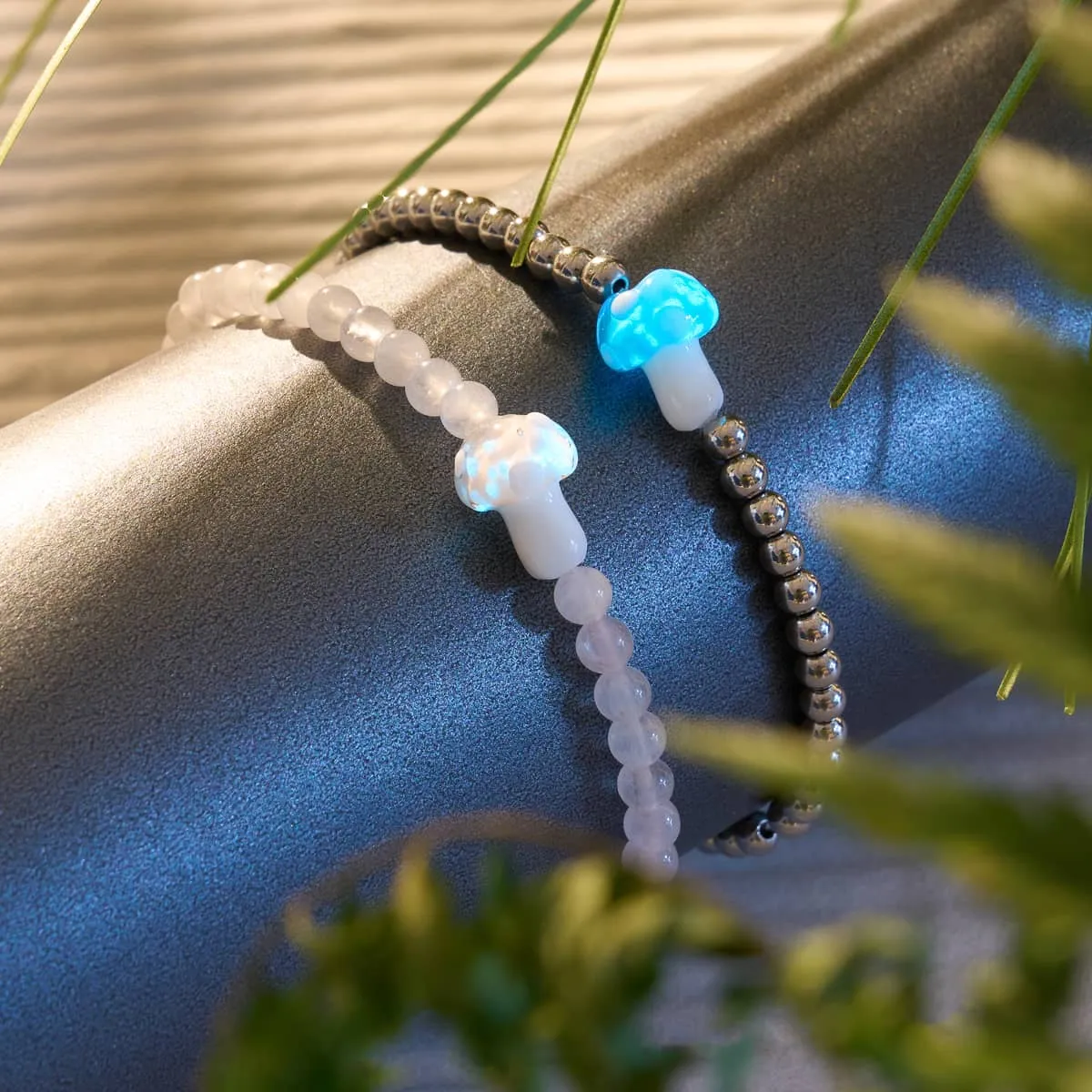 Ocean Blue | Silver | Firefly Glass Mushroom Essence Bracelet