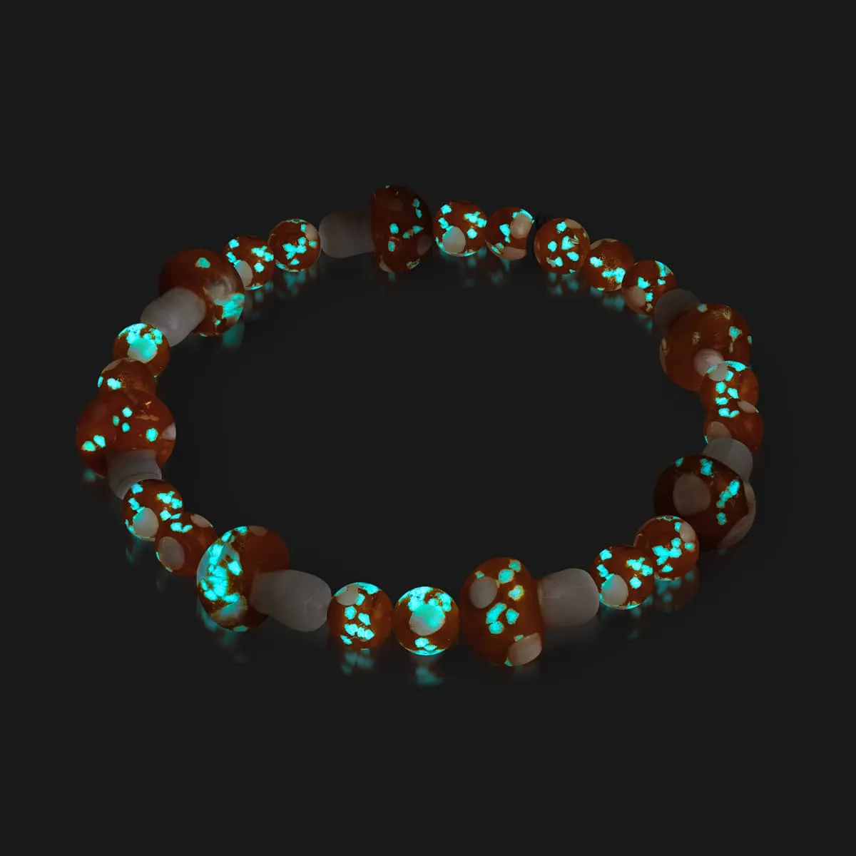 Orange | .925 Sterling Silver | Deluxe Firefly Glass Mushroom Bracelet