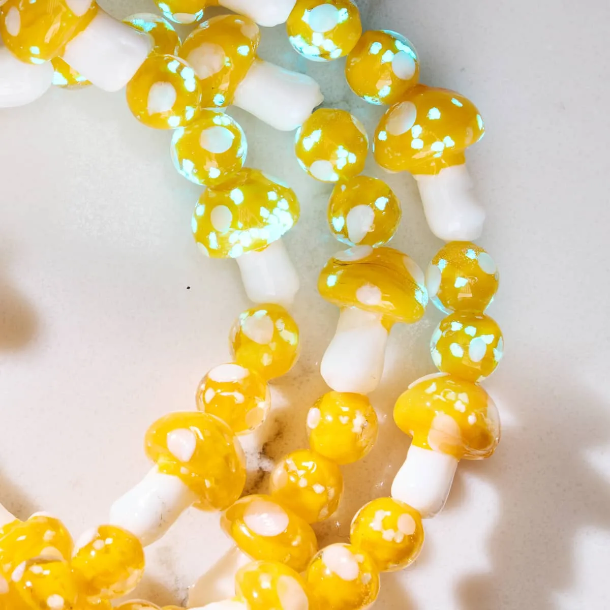 Orange | .925 Sterling Silver | Deluxe Firefly Glass Mushroom Bracelet
