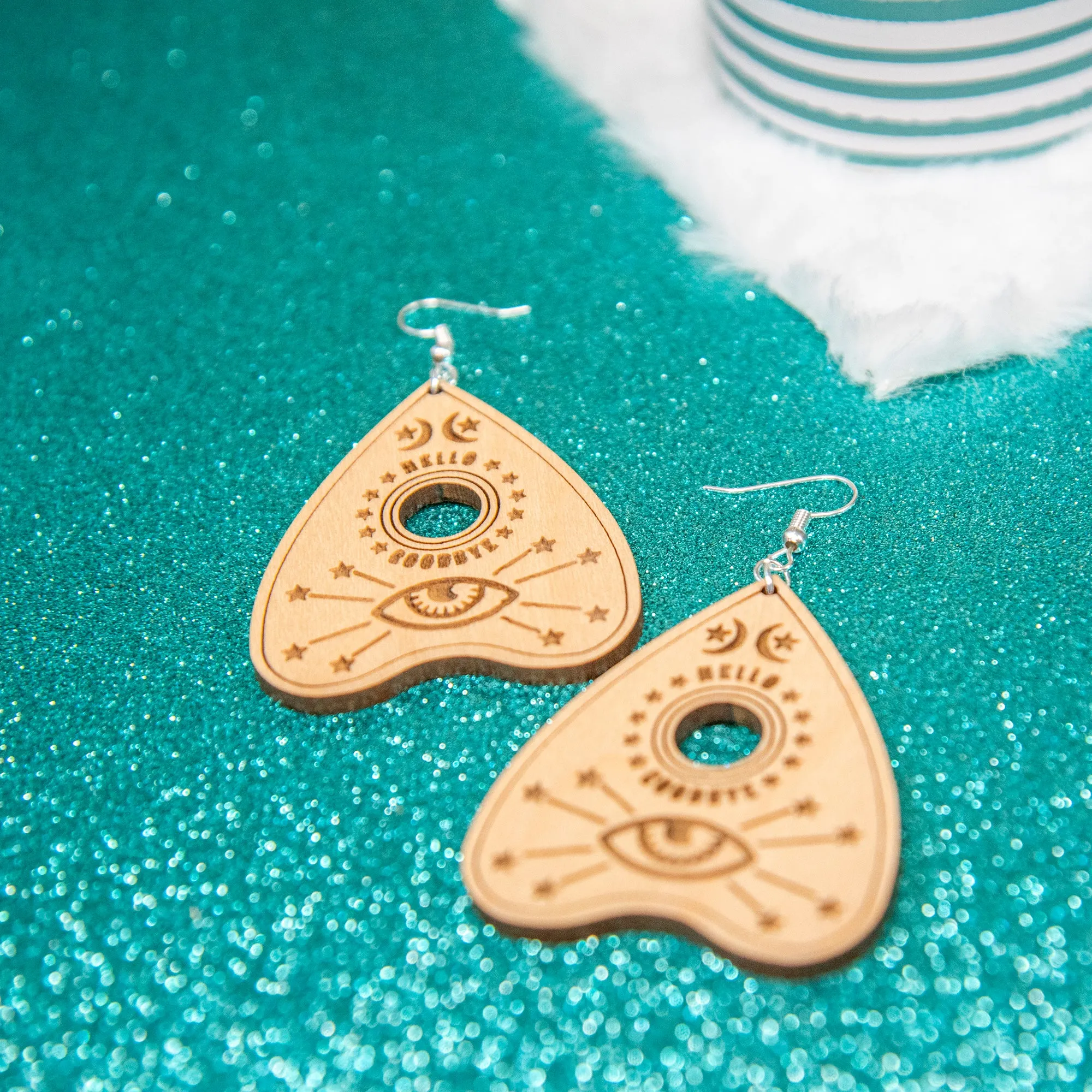 Ouiji Board Wood Earrings