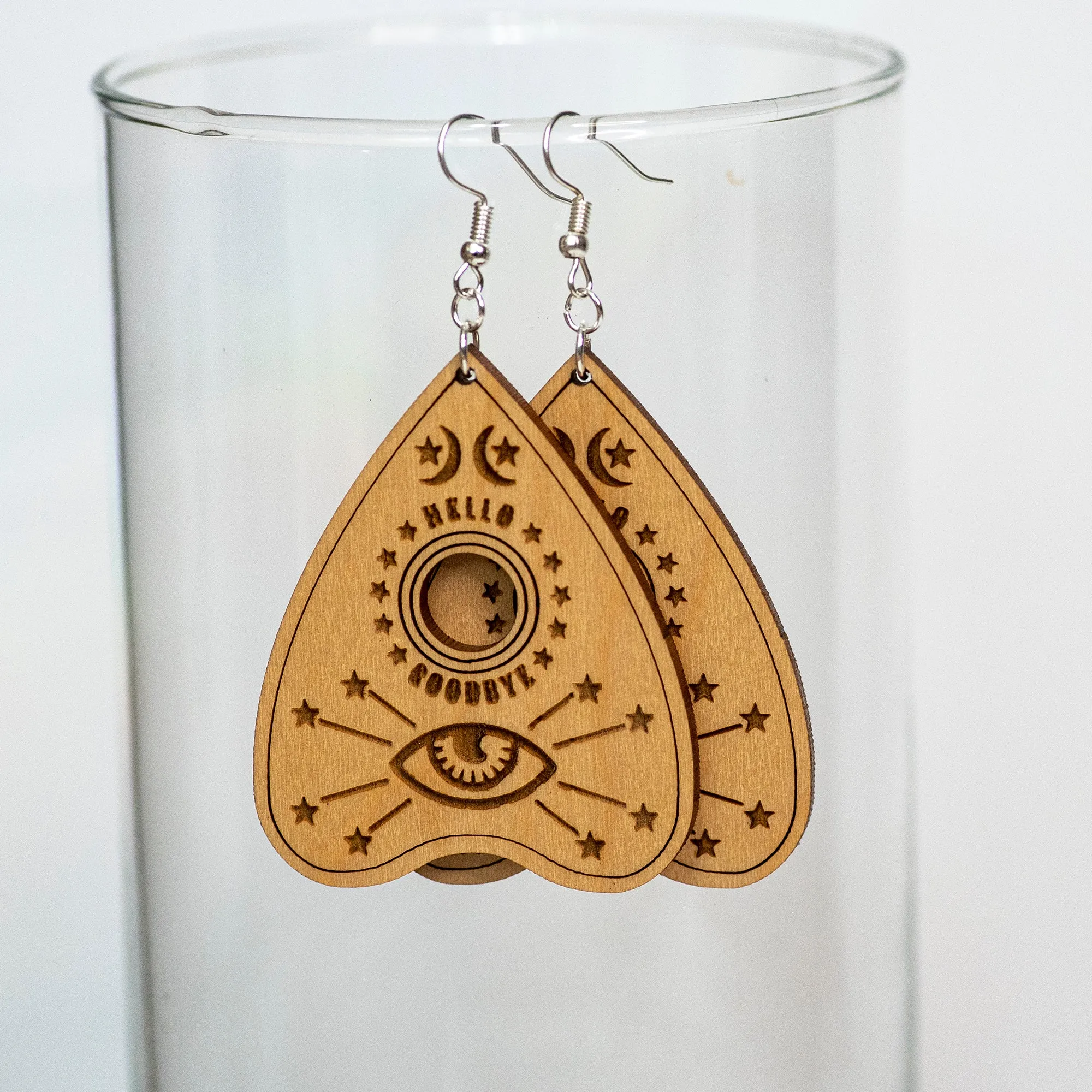 Ouiji Board Wood Earrings