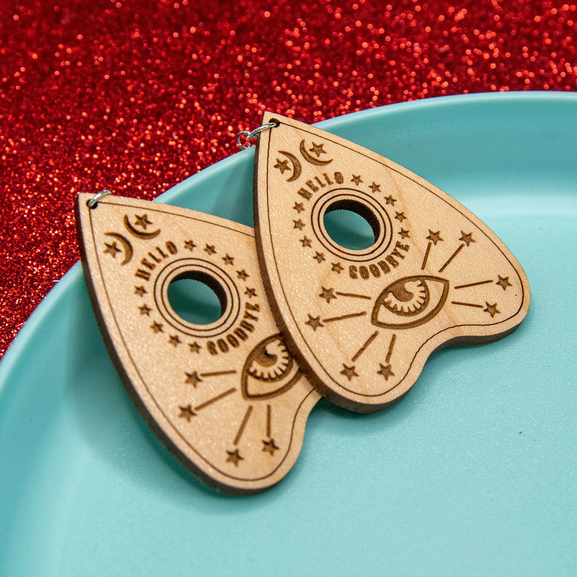 Ouiji Board Wood Earrings