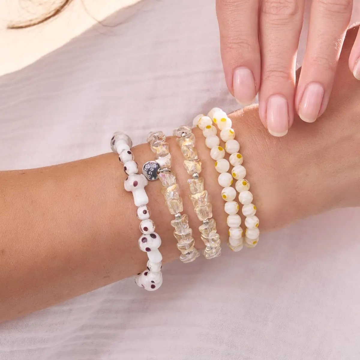 Oyster | .925 Sterling Silver | Deluxe Firefly Glass Mushroom Bracelet