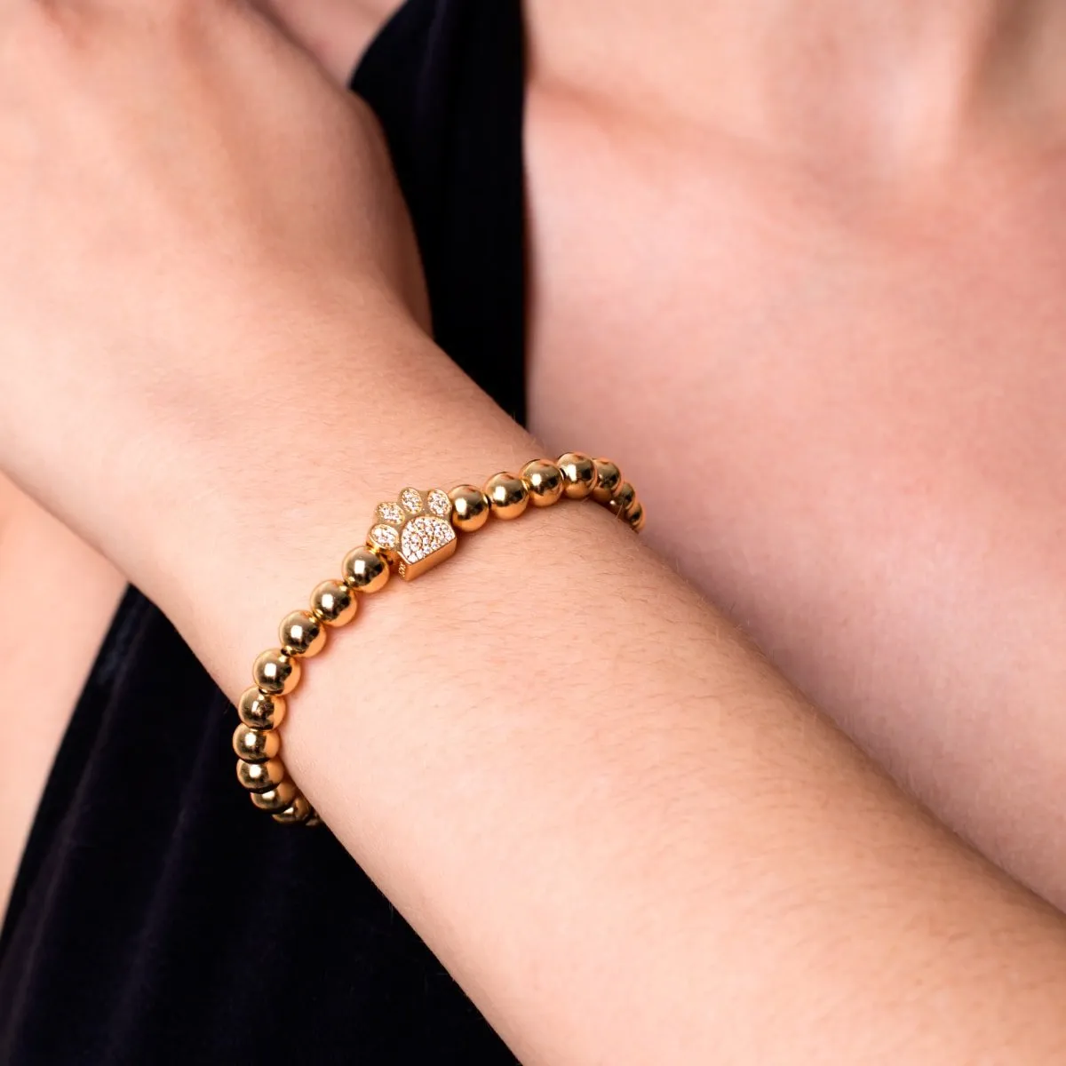 Paw | .925 Sterling Gold Vermeil | CZ Diamond Pup Print Bracelet