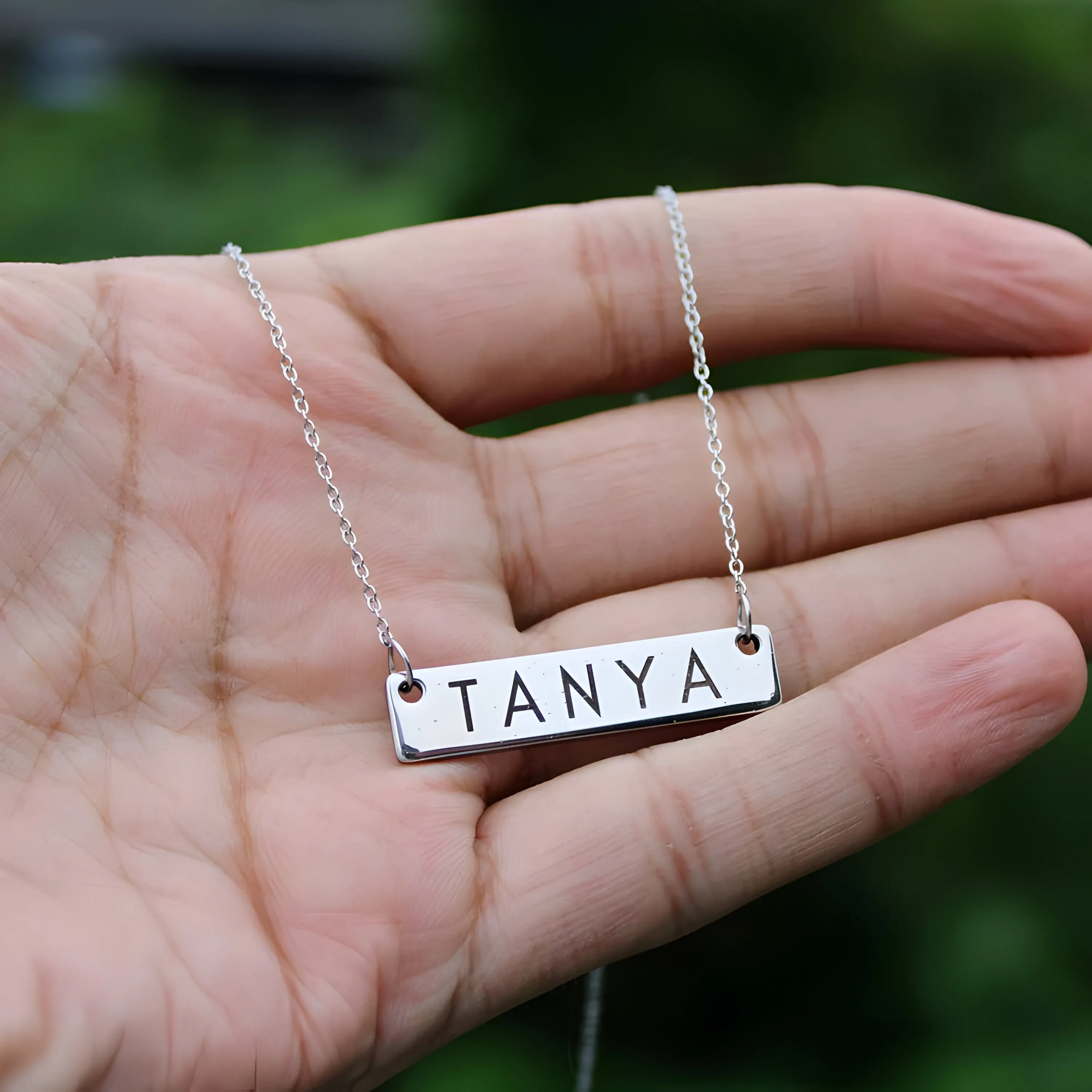 Personalised Engraved Horizontal Bar Pendant
