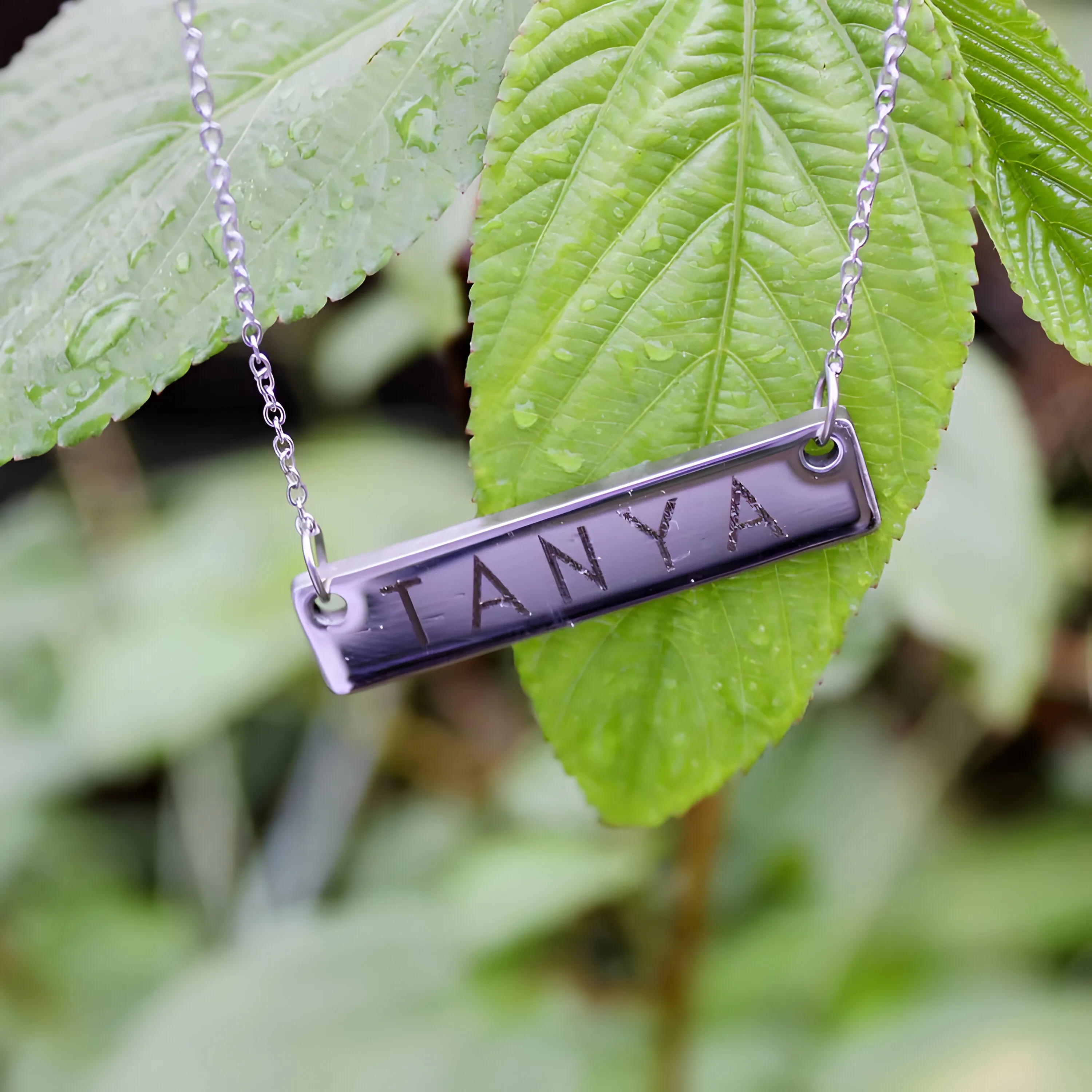 Personalised Engraved Horizontal Bar Pendant