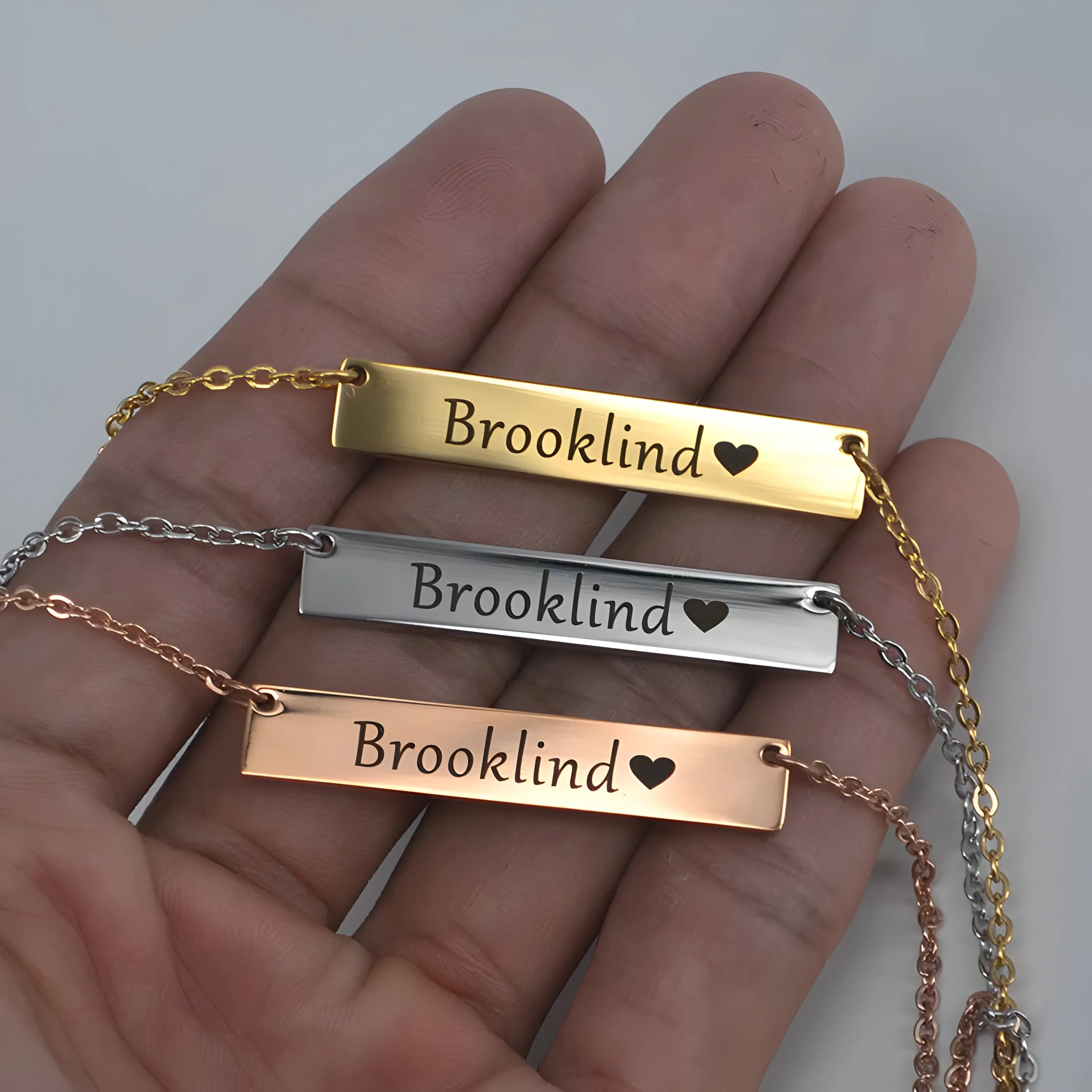 Personalised Engraved Horizontal Bar Pendant