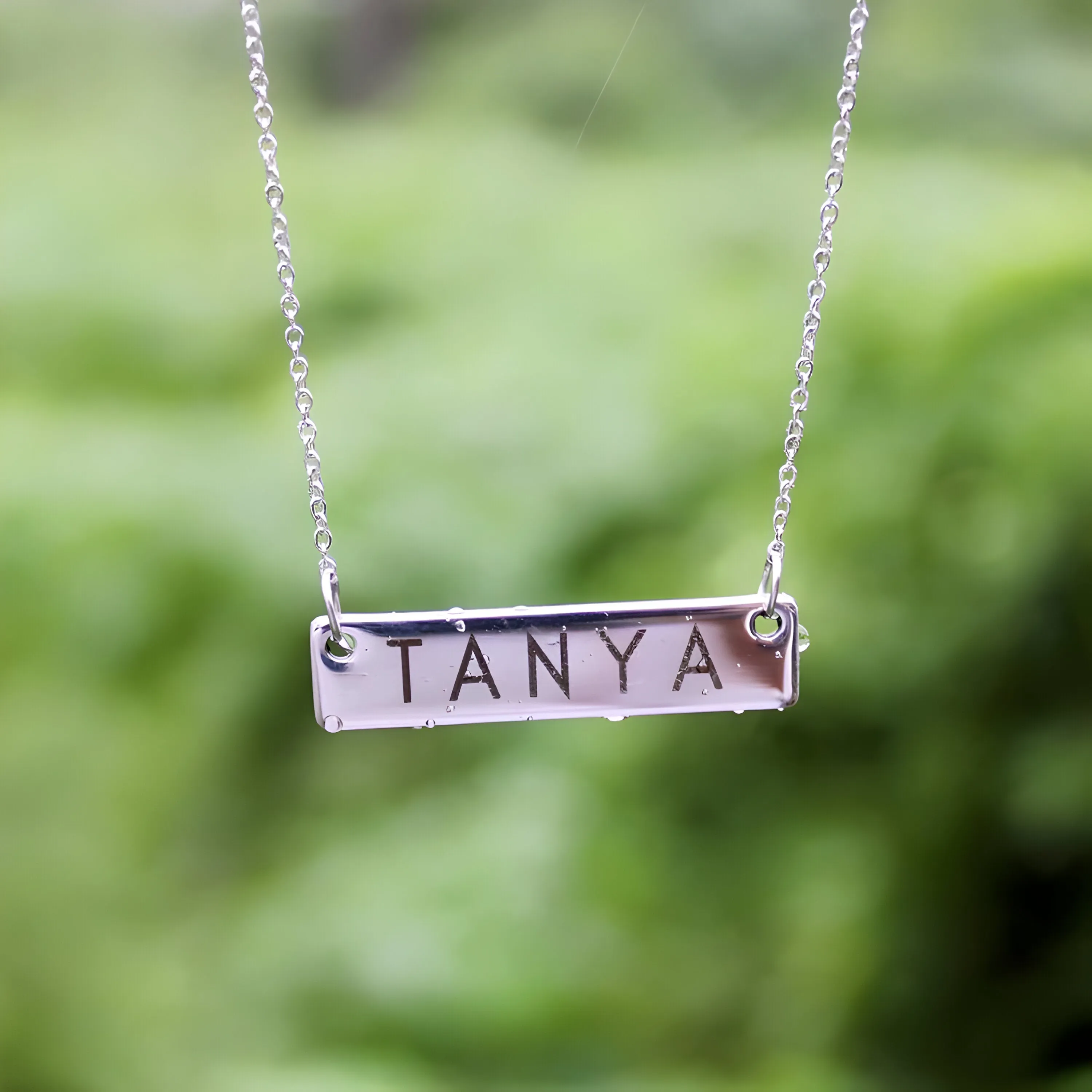 Personalised Engraved Horizontal Bar Pendant